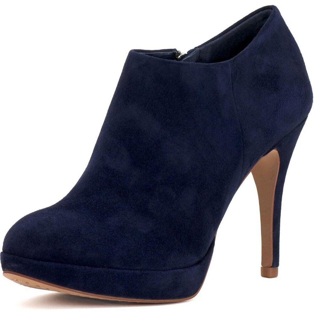 Vince Camuto Women's Inkwell Leather Closed Pointed Toe High Heel Elvin Bootie